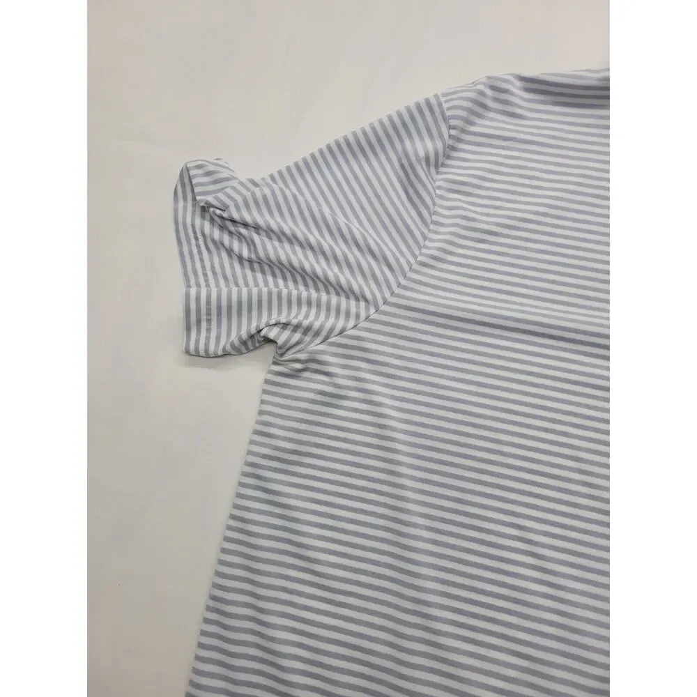 RLX Ralph Lauren Golf Polo Shirt Men’s Size Large SS White Gray Striped Wicking
